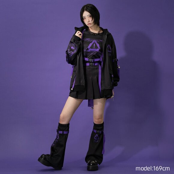 NEW ACDC RAG - Error Code Cyberpunk Tech Oversized Black Purple Jacket - Picture 9 of 9